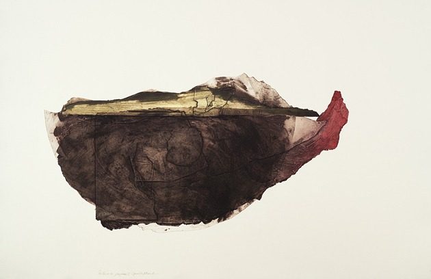 jT. Porteuse de paysage 1, collagraphie, impression taille-douce, 1/1, 75 x 112 cm