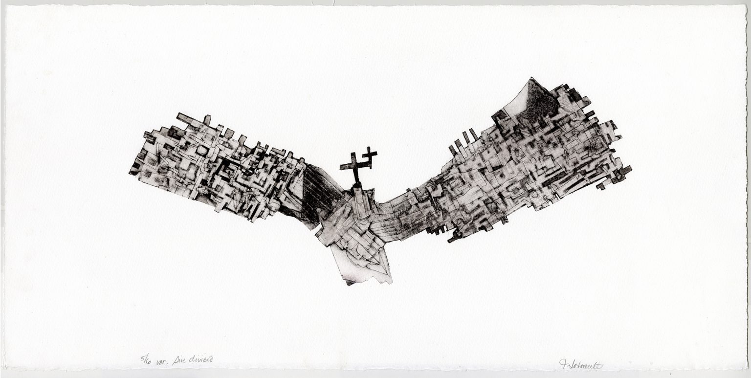 ST «Aire divisée» estampe, collagraphie, 2014, 29 x 58 cm