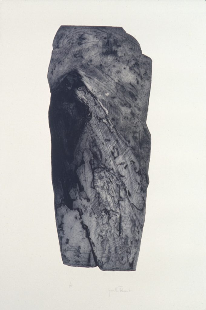 jT. Monolithe, éd 5 collagraphie, 76  x 56 cm, 1991, collection privé et disponibilité